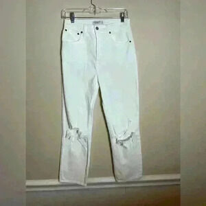 ABERCROMBIE AND FITCH WHITE ANKLE STRAIGHT ULTRA HIGH RISE JEANS